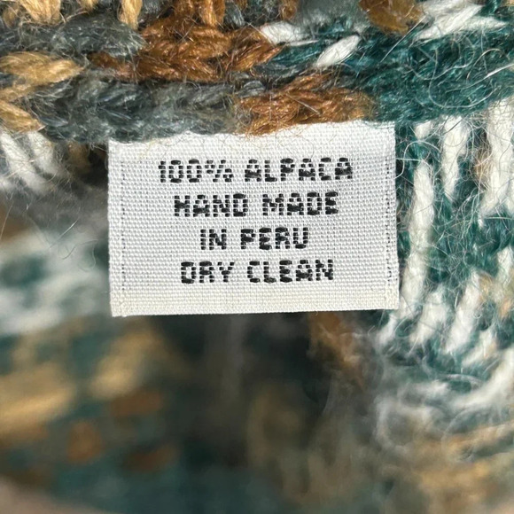 The Alpaca Connection Vintage Tribal Ethnic Print Cardigan Sweater Peru - Picture 2 of 7